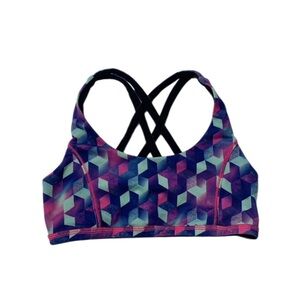 Ivivva Blue and Pink Sports Bra with Geometric Design